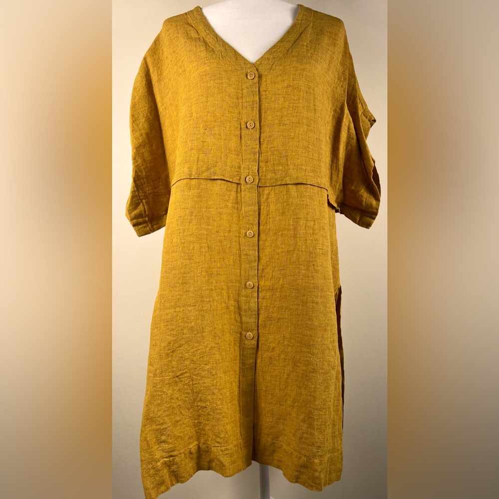 Poetry Fashion Honey Gold Linen Short-Sleeve Tunic Top, Size 8, NWT - Picture 5 of 16